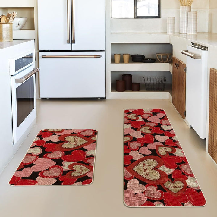 Heart-Themed Kitchen Runner Mat Kalsten