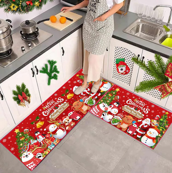 Festive Christmas Kitchen Mat Set Kalsten