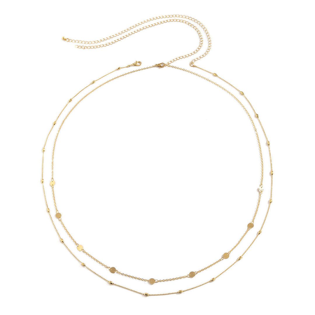 Double Layered Sleek Silver Chain Necklace Kalsten