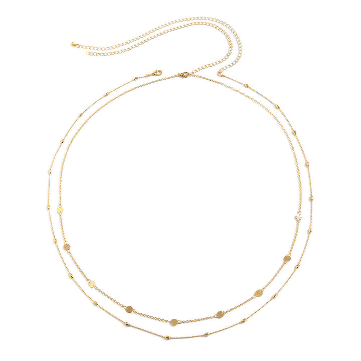 Double Layered Sleek Silver Chain Necklace Kalsten
