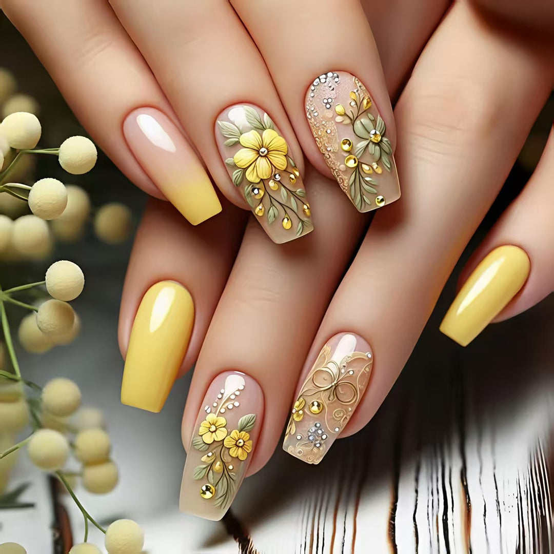 Decorative Floral Acrylic Nail Art Kalsten