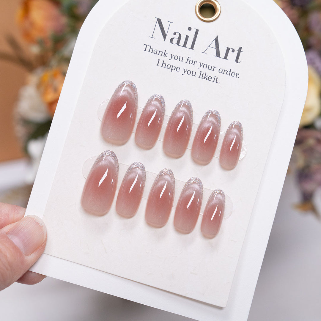 Elegant Press-On Nail Set with Natural Glossy Finish