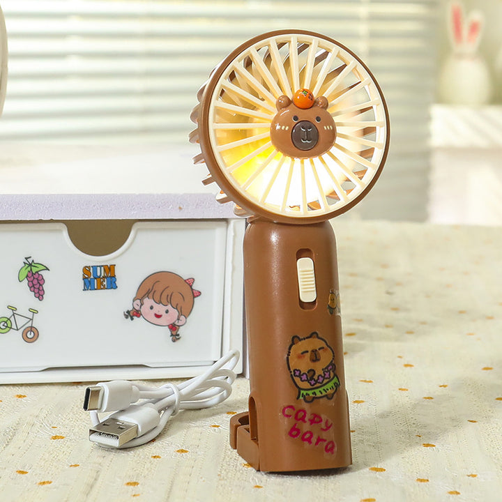 Unisex portable USB hand fan with integrated LED light and clip Kalsten