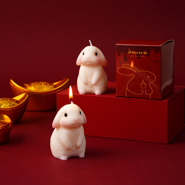 Hand-Poured Bunny-Shaped Decorative Soy Candle with Gift Box
