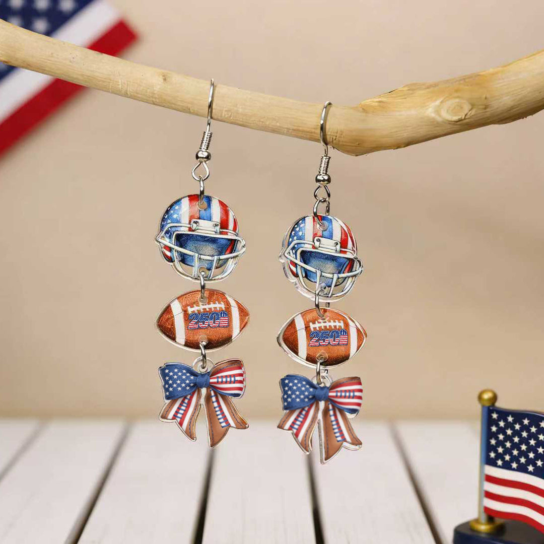 Women's eye-catching statement earrings made of acrylic with patriotic bow pendant Kalsten