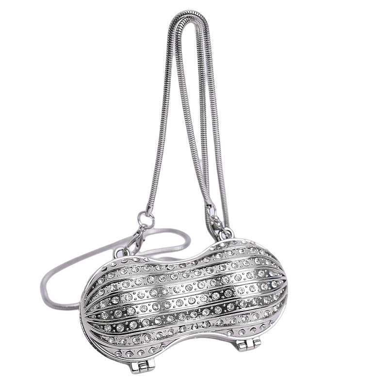 Glamorous Rhinestone Peanut-Shaped Crossbody Bag Kalsten