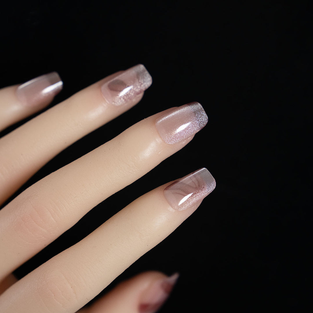 Elegant Press-On Nail Set with Artistic Swirl Design