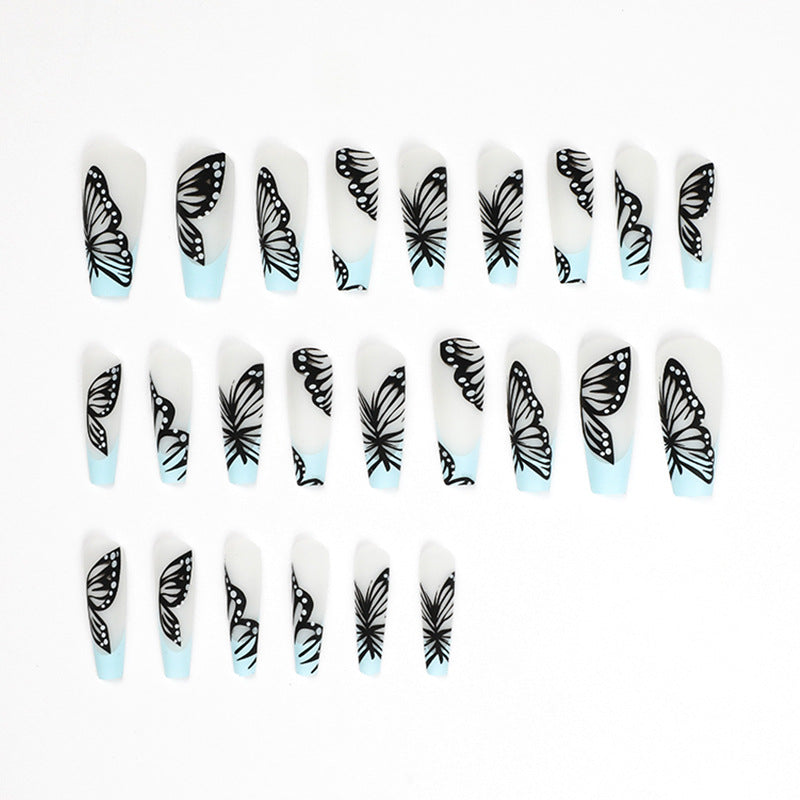 Artistic printed nails with butterfly design Kalsten