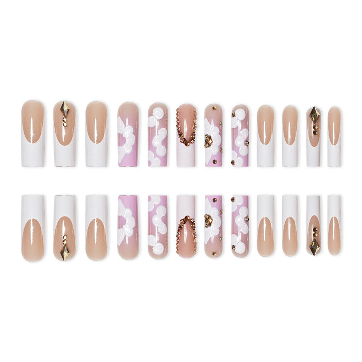 Elegant 3D Floral Press-On Nail Art Kalsten