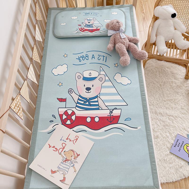 Padded baby crib mattress with good night print, non-slip bottom and wipeable cover