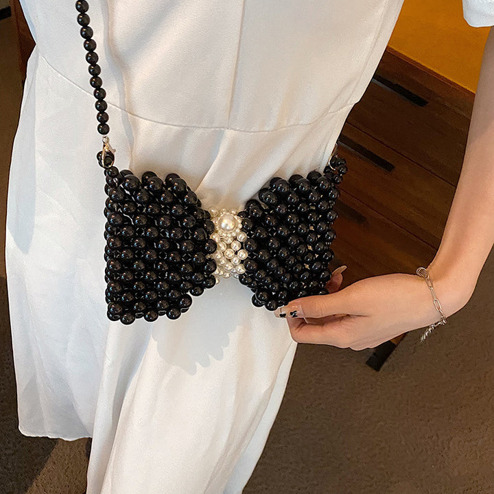 Pearled Bow Motif Evening Handbag