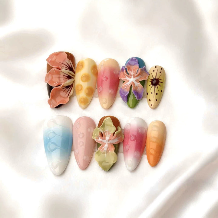 Artistic Floral Press-On Nails Set  1791774256