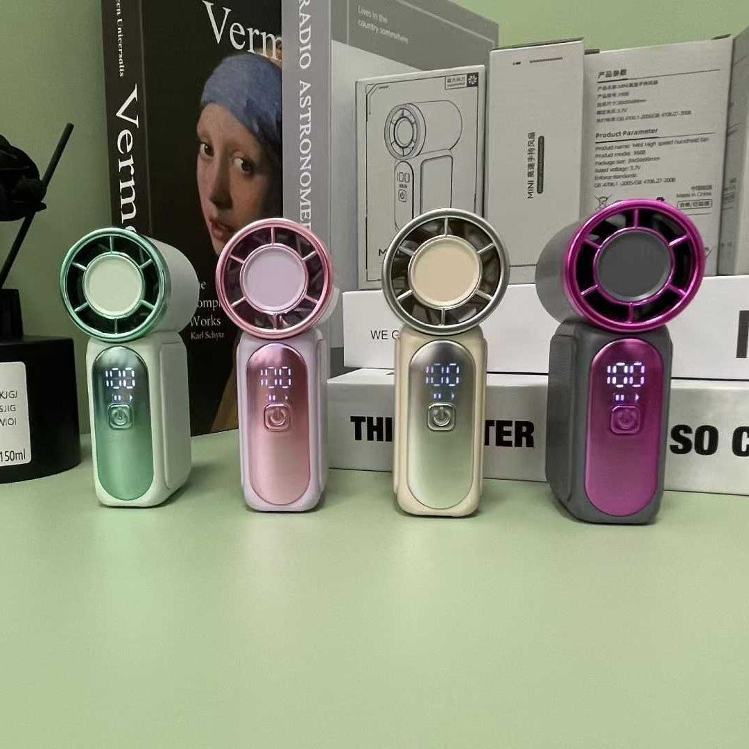 Cooling portable rechargeable handheld bladeless mini fan with digital LED display Kalsten