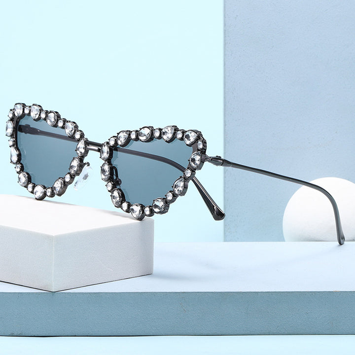 Women's Heart-Shaped Designer Sunglasses with Glamorous Crystal Frame Kalsten