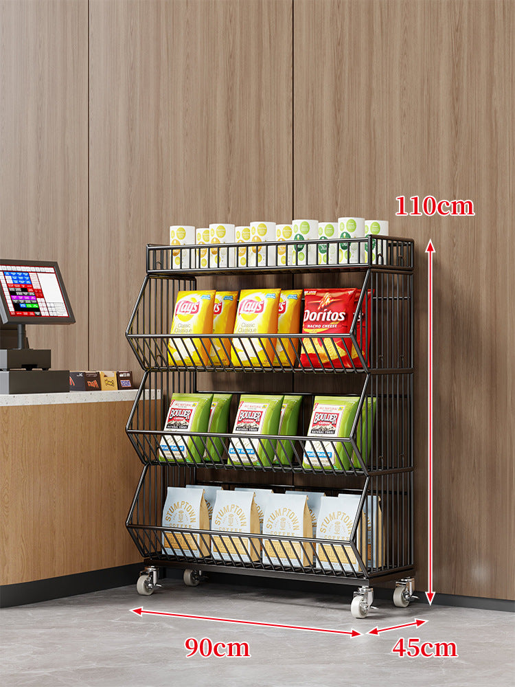 Three-Tier Mobile Wire Basket Organizer Cart
