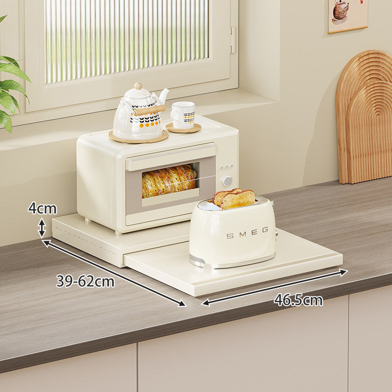 Adjustable Slide-Out Countertop Appliance Drawer and Pull-Out Platform Organizer