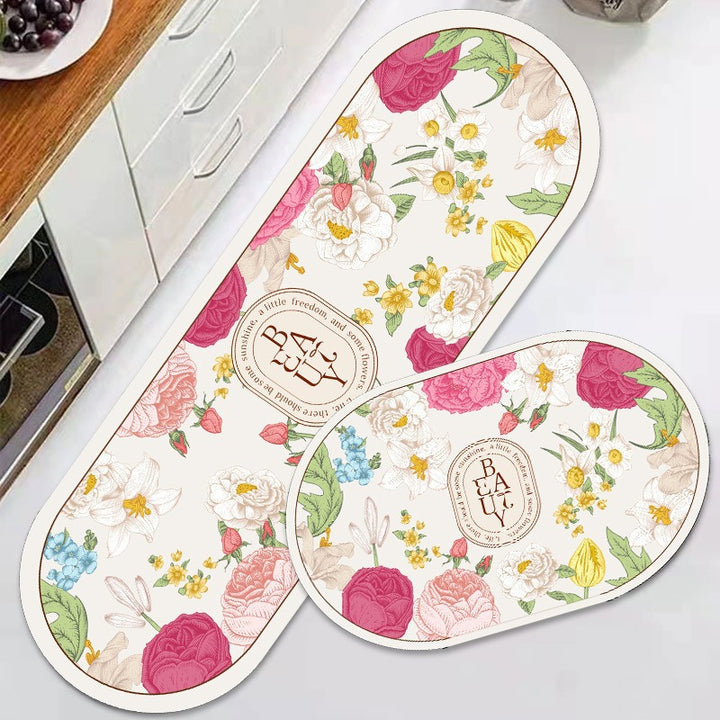 Floral Design Anti-Fatigue Kitchen Mat Kalsten