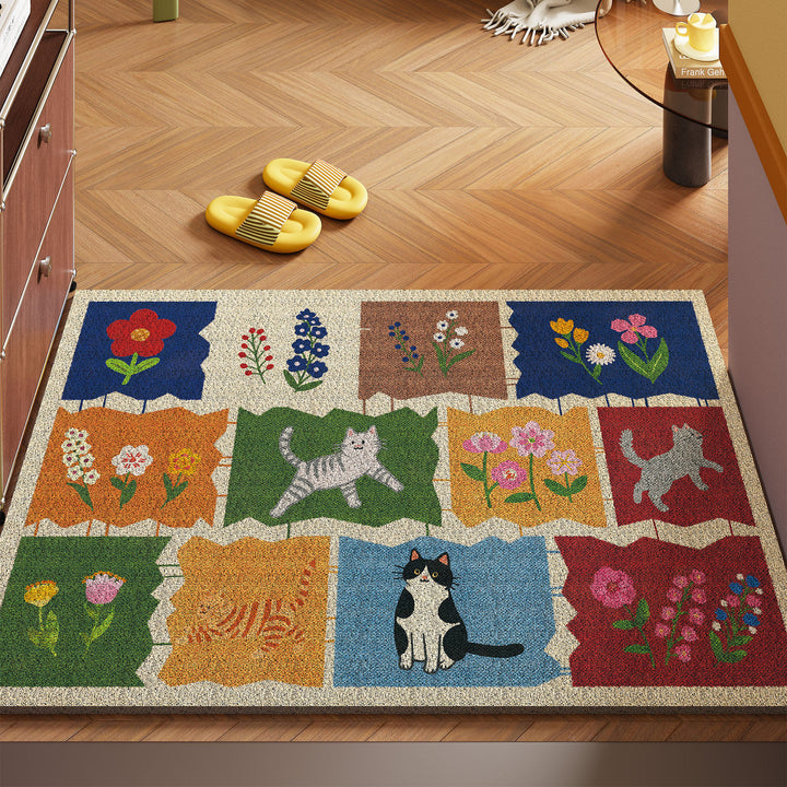 Artistic Cat-Themed Area Mat