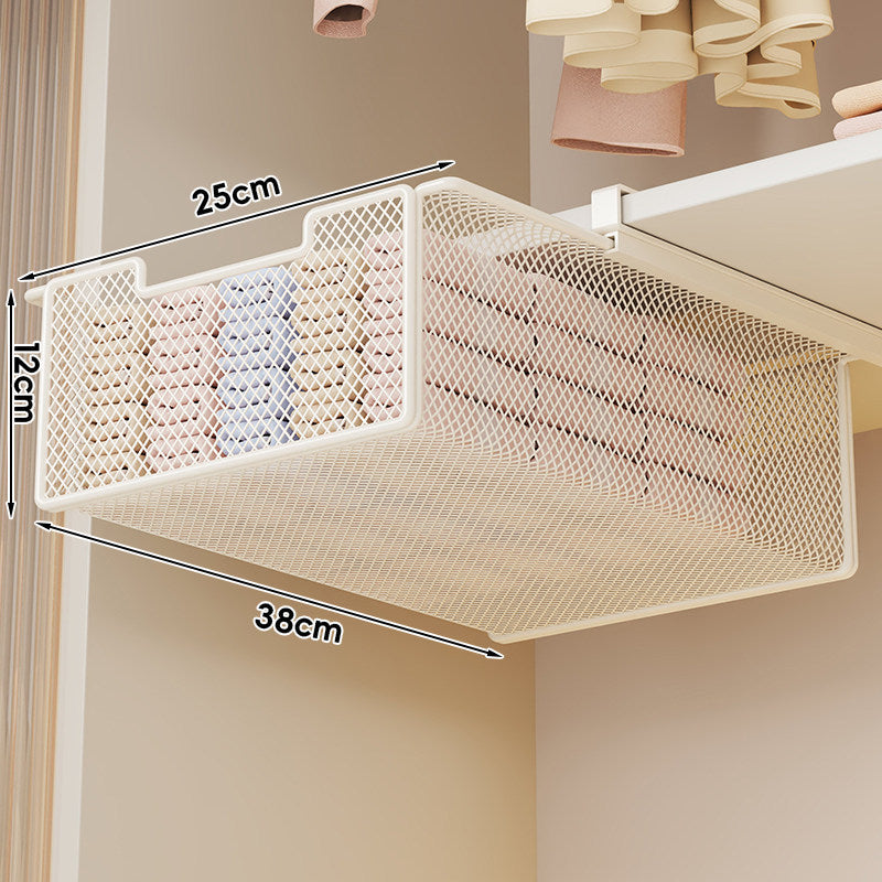 Under-Shelf Pull-Out Mesh Drawer Organizer with Slide Rail Clamp Mount