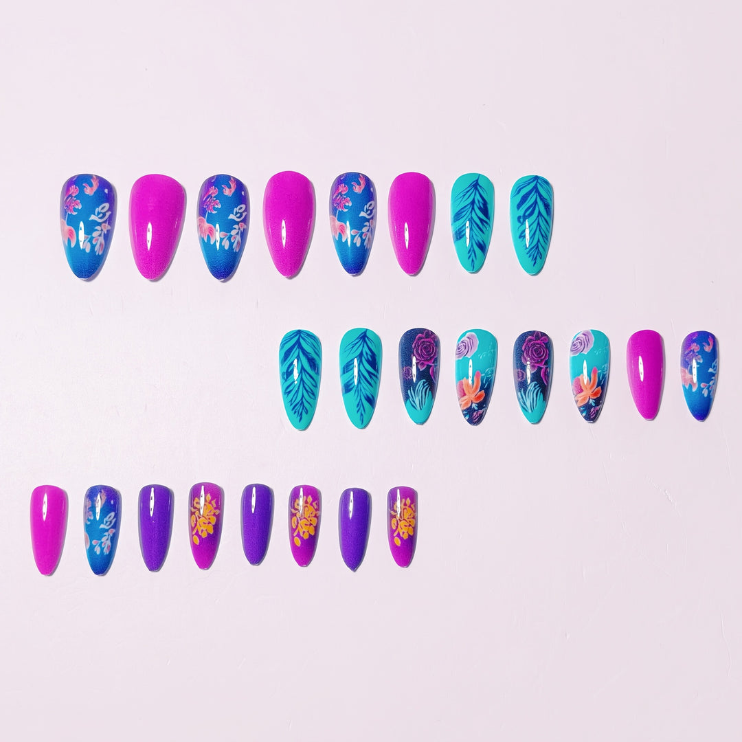 Artistic Floral Stiletto Nail Art Kalsten