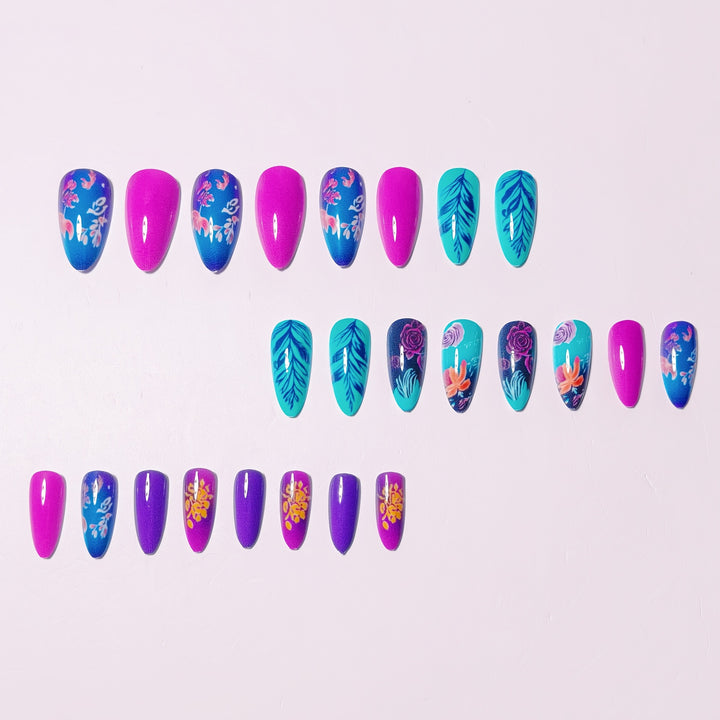 Artistic Floral Stiletto Nail Art Kalsten