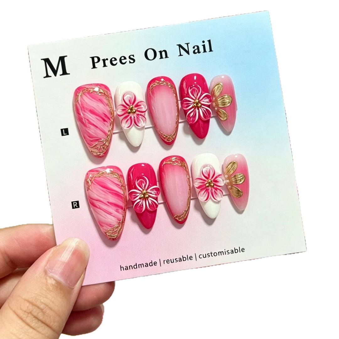 Artistic Floral Design Press-On Nails