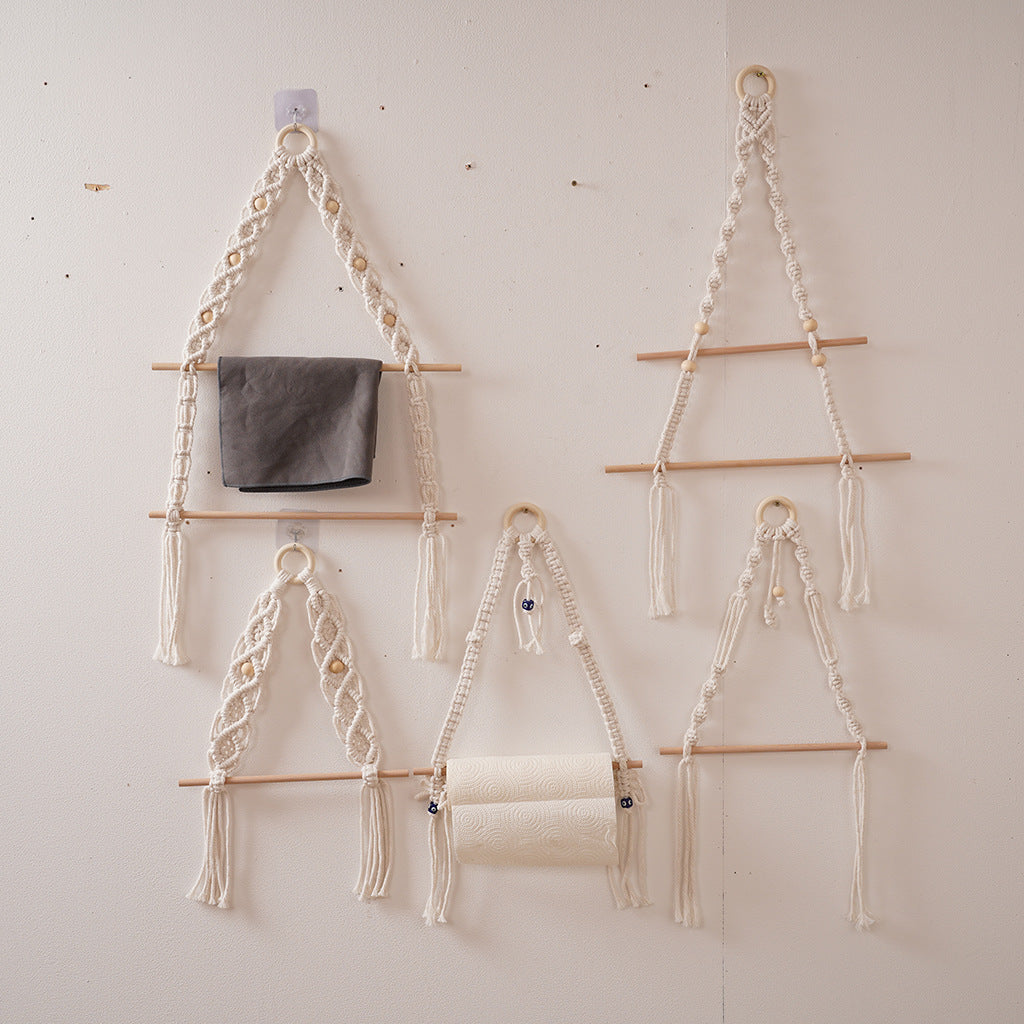 Macrame Hanging Plant Holder with Wooden Rod Kalsten