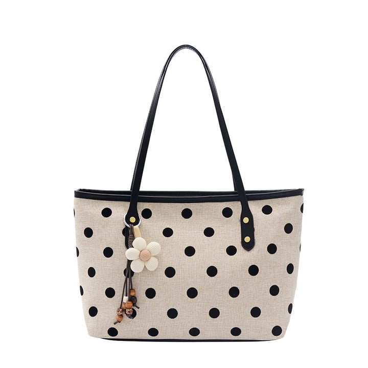 Stylish Polka Dot Canvas Tote Bag