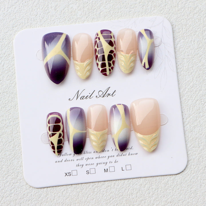 Artistic Patterned Press-On Nail Set