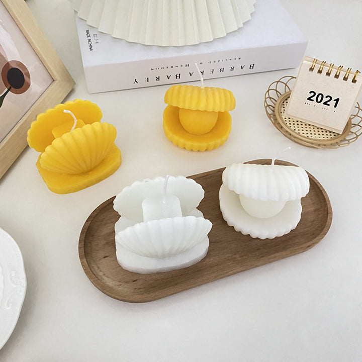 Clam-Shell Pearl Decorative Tabletop Candle