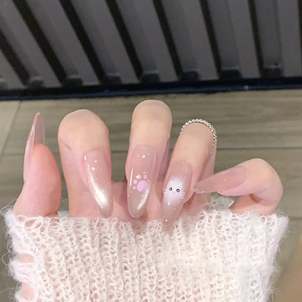 Decorative Press-On Nail Extensions with Bow and Rhinestone Accents Kalsten