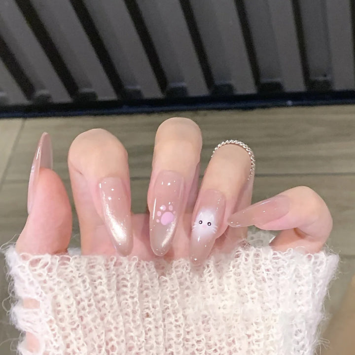 Decorative Press-On Nail Extensions with Bow and Rhinestone Accents Kalsten