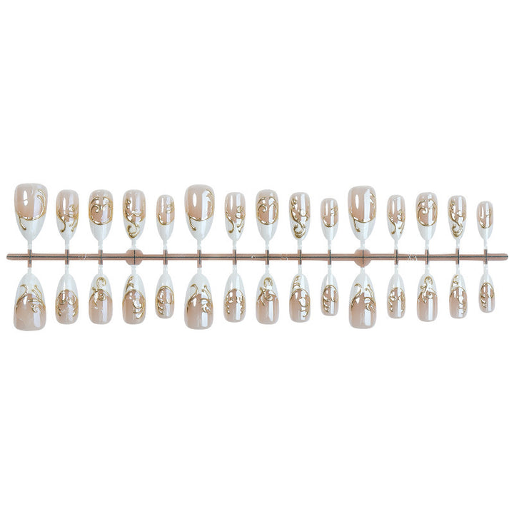 Acrylic nail set with elegant golden decorations Kalsten