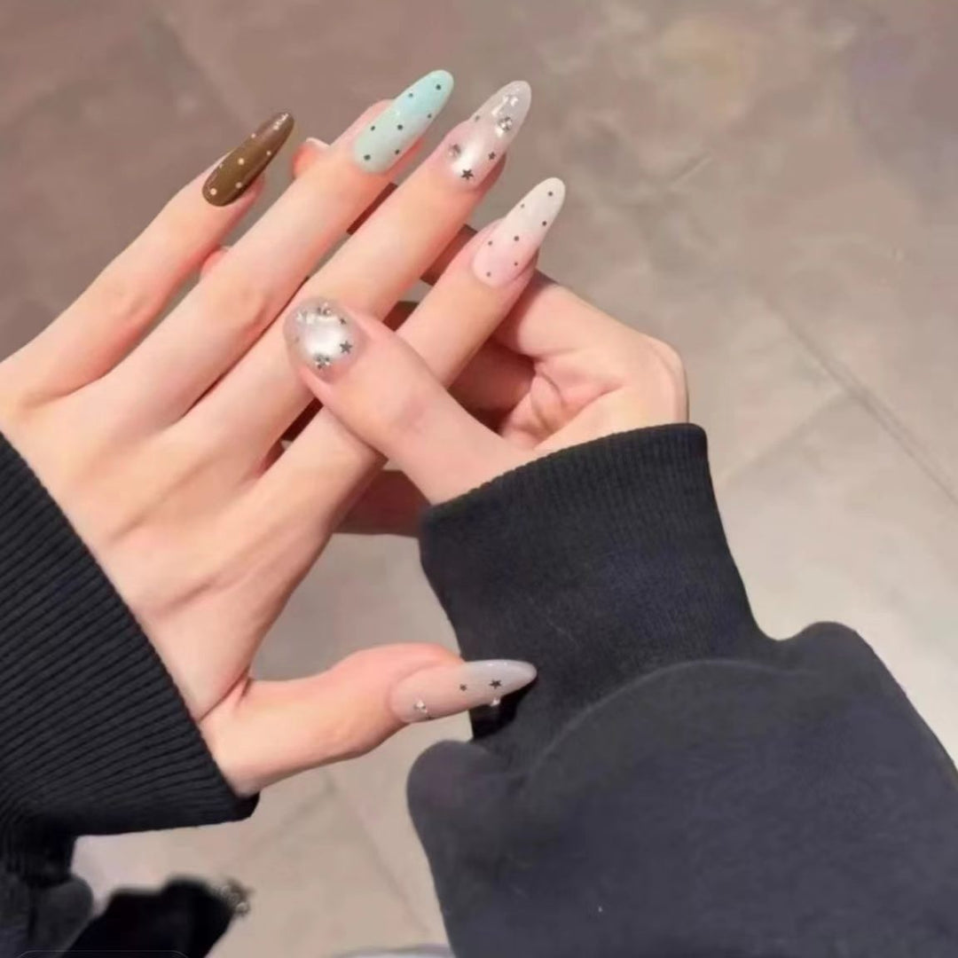 Artistic Polka Dot Nail Extensions