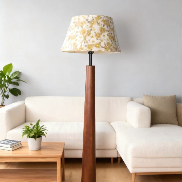 Stylish Floral Shade Wooden Floor Lamp