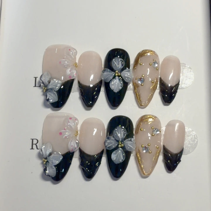 Floral Embellished Press-On Nail Art Set