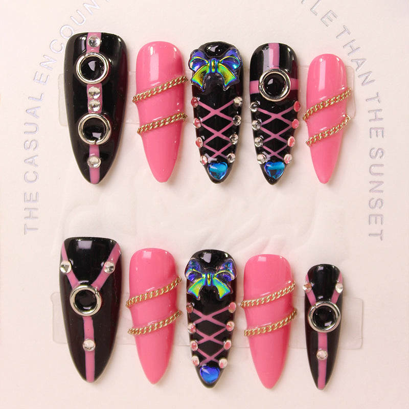Acrylic nail set with glamorous accents and creative designs Kalsten