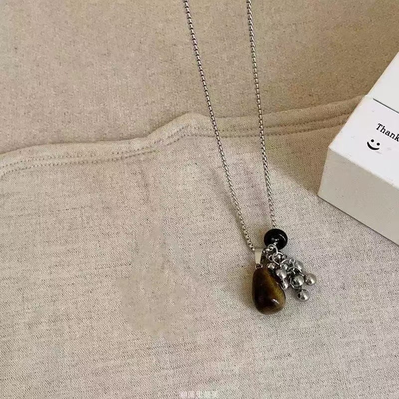 Bohemian Pendant Necklace with Gemstone Charm Kalsten