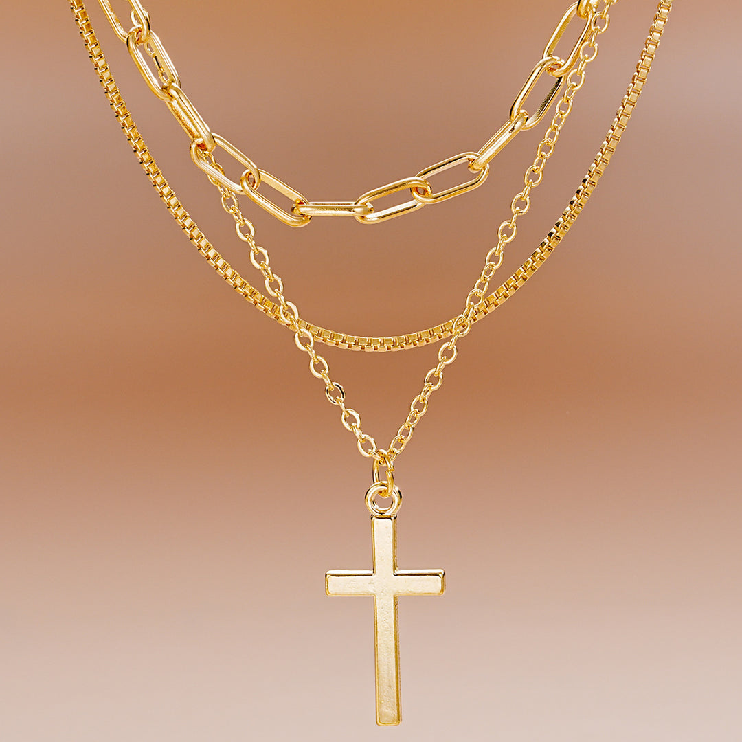 Multi-Layered Cross Pendant Necklace Kalsten
