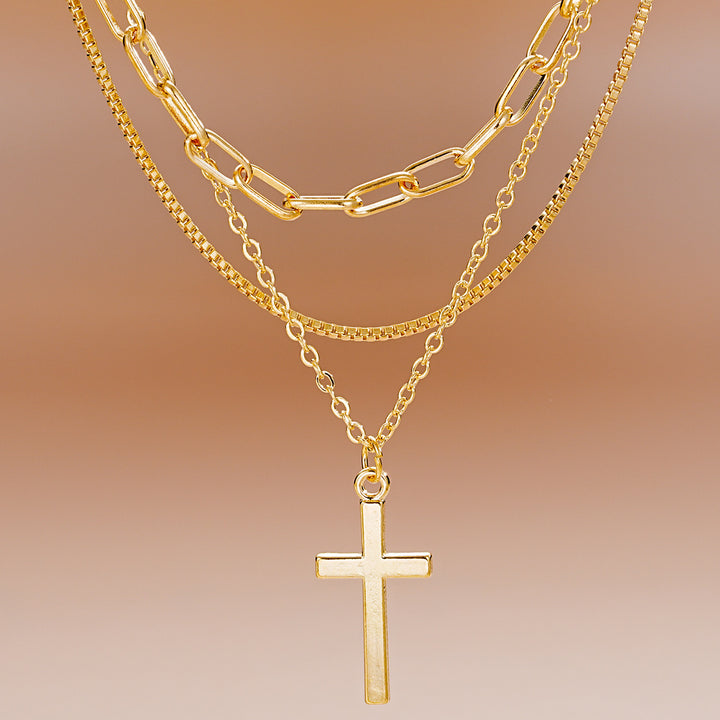 Multi-Layered Cross Pendant Necklace Kalsten