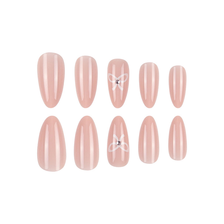 Decorative Bow-Embellished Stiletto Press-On Nails Kalsten