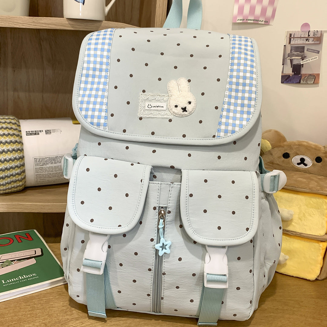 Cute Illustrated Polka Dot Backpack Kalsten