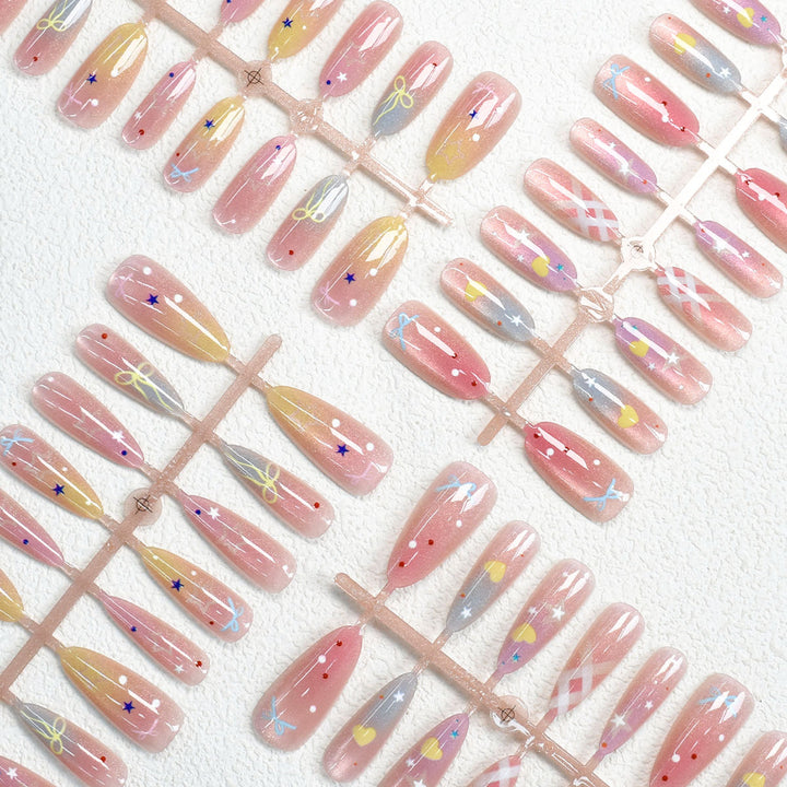 Colorful Patterned Press-On Nail Art Set Kalsten