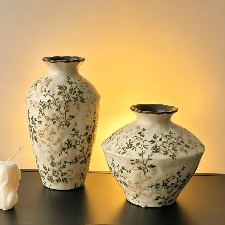 Floral Motif Decorative Ceramic Vase