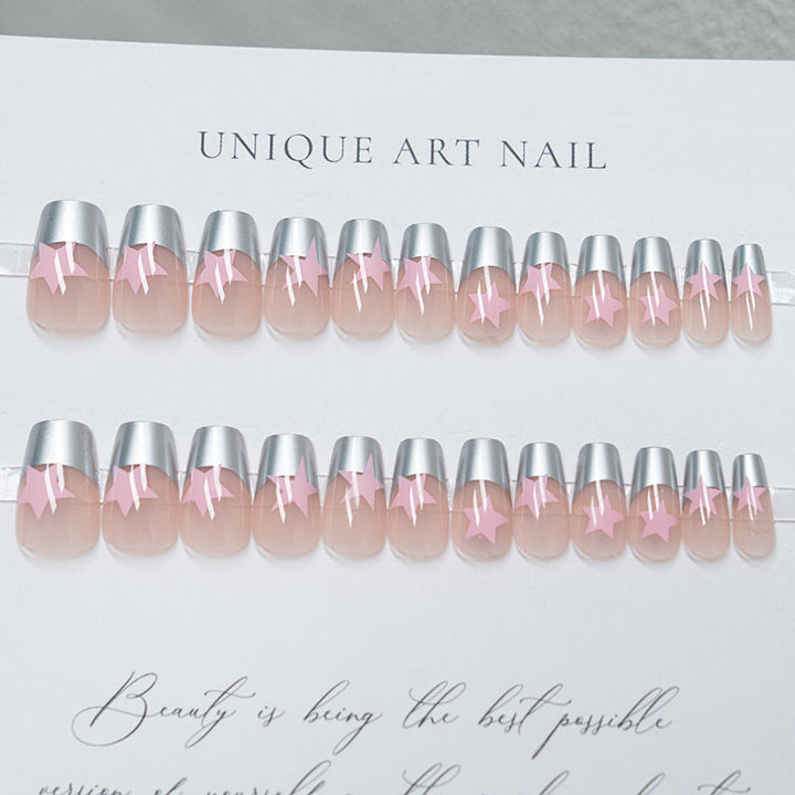 Artistic Star-Embellished Press-On Nails