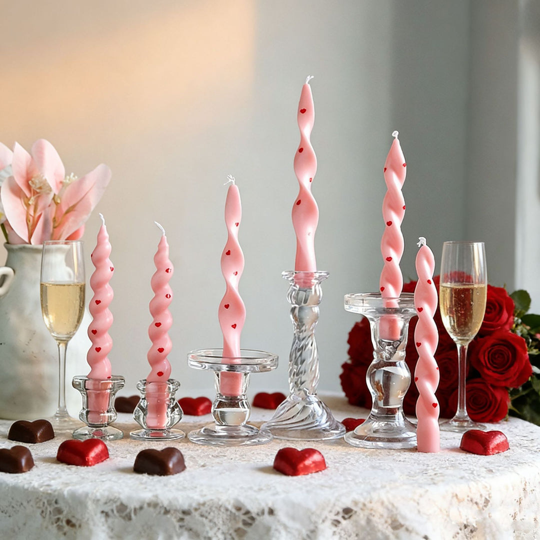 Pressed Crystal Glass Vintage-Style Single Taper Candlestick Holder