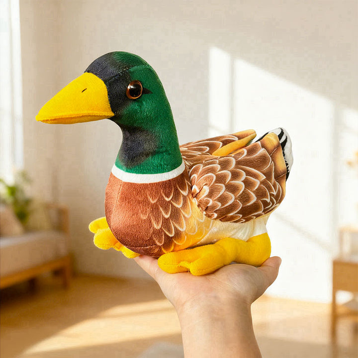 Mallard Duck Plush Companion with Embroidered Feather Pattern & Weighted Base Kalsten