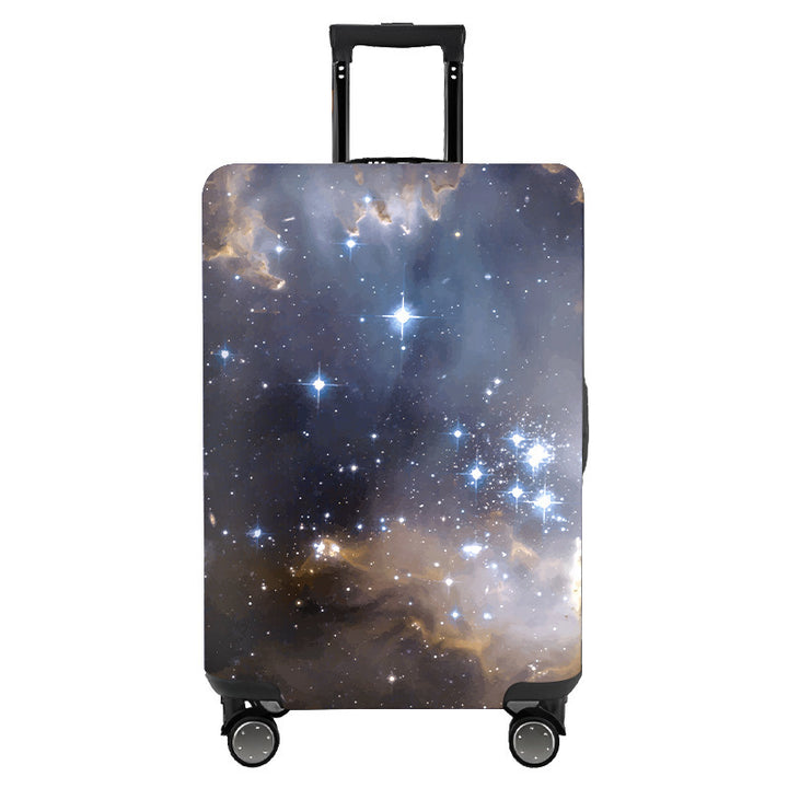 Unisex nan elastic motif suitcase cover made of stretchable polyester with handle and wheel openings Kalsten