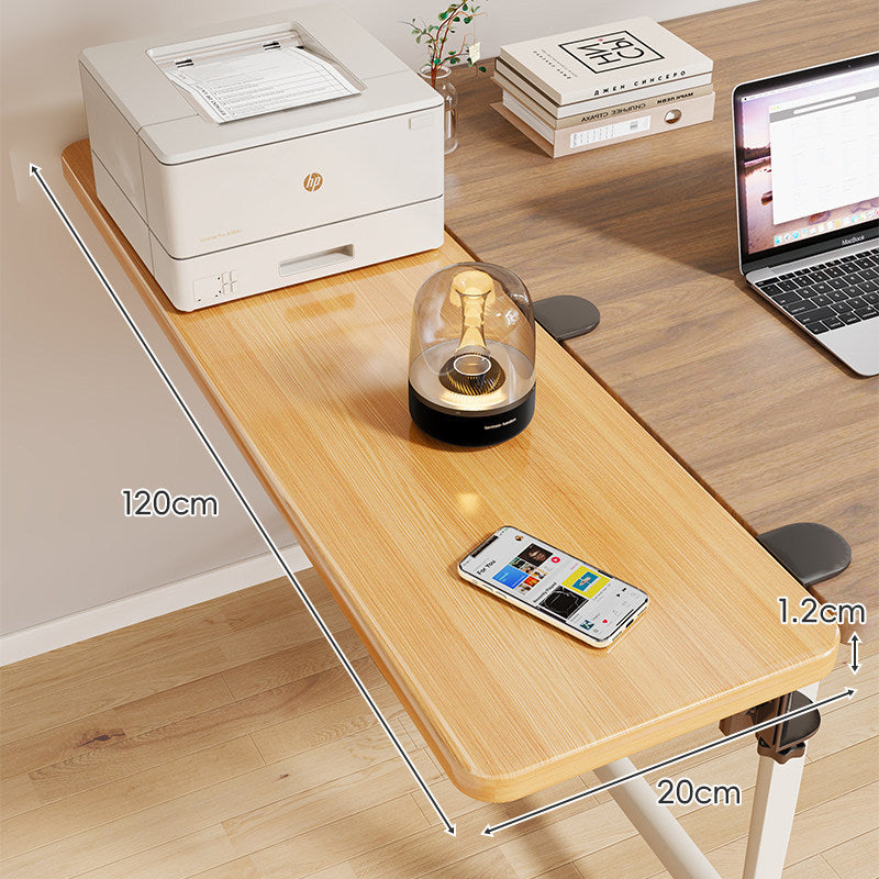 Clamp-On Adjustable Wooden Desk Side Shelf Extension with Foldable Bracket