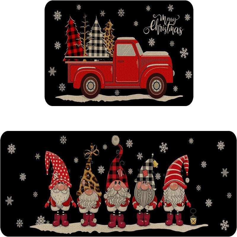 Playful Holiday-Themed Kitchen Mat Set Kalsten